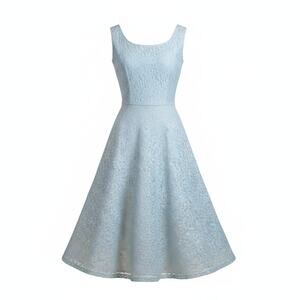 Vintage 1960s Lace Fit & Flare Dress Baby Blue